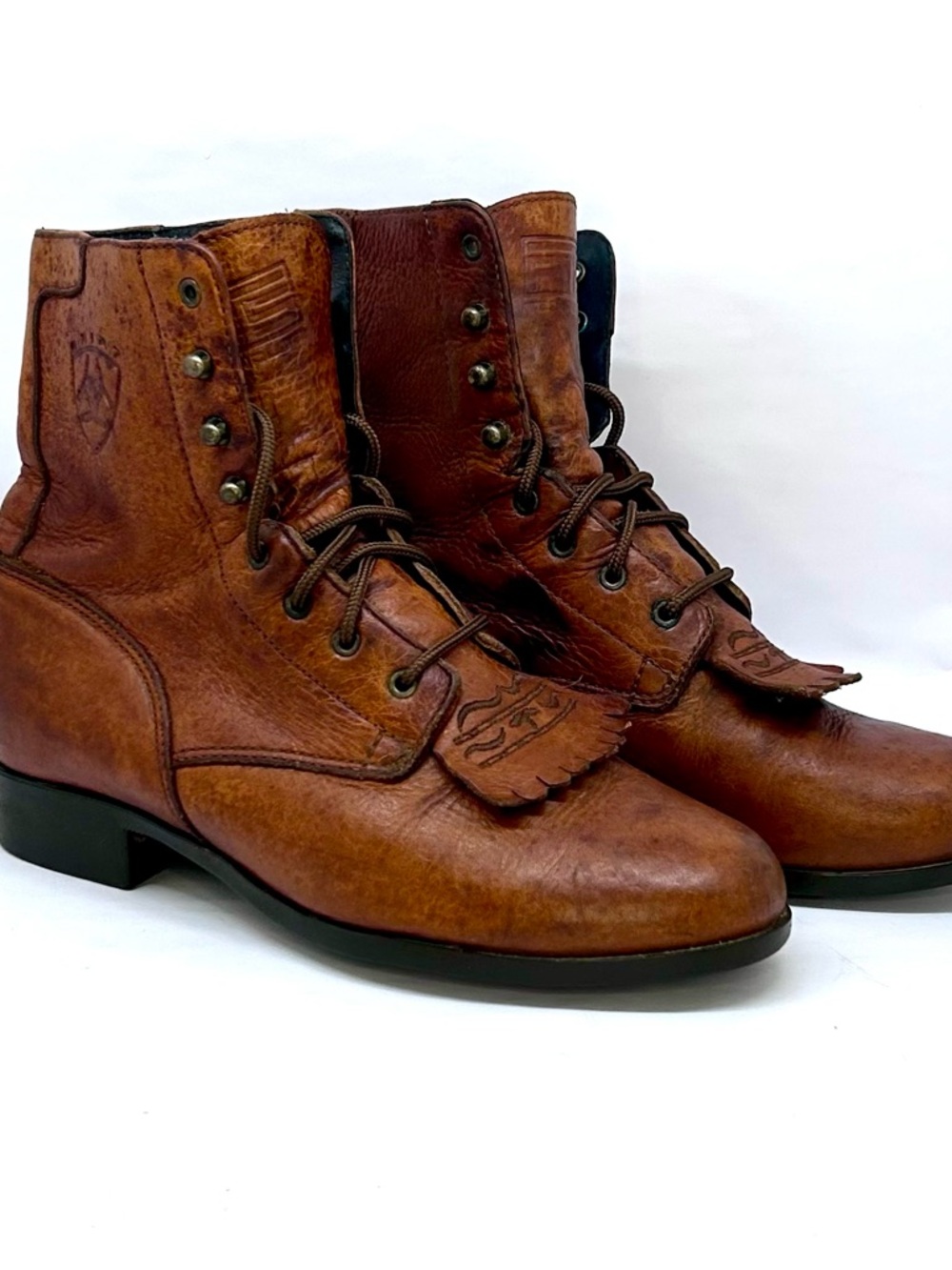 VTG ARIAT Competitor Lace Up Equestrian Boots Womens Size 8 Brown Leather 10080